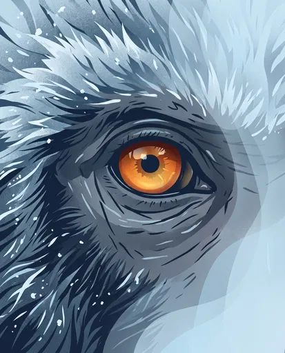 Close-Up Illustration of Snow Monkey Eye