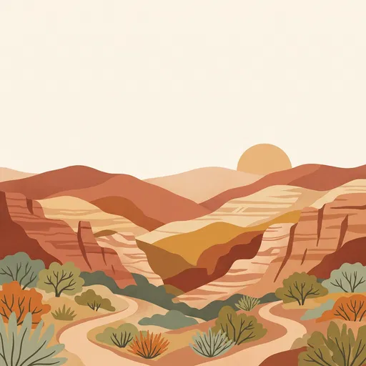 Modern Flat Canyon Landscape Illustration