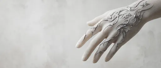 Alabaster Hand With Metallic Cyber Sigilism