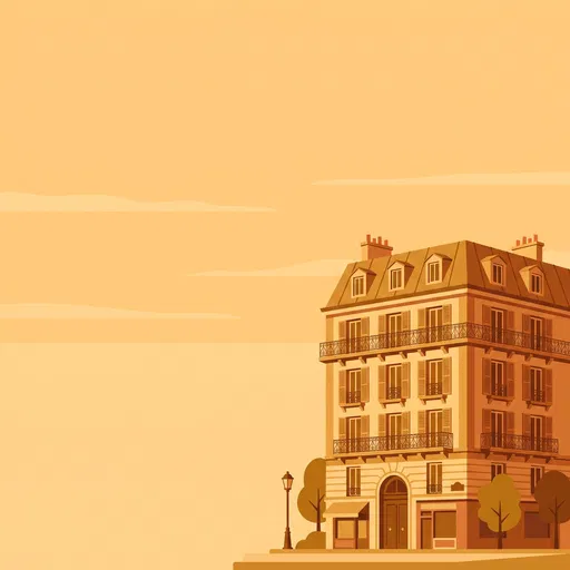 Warm Amber European Apartment Building Illustration