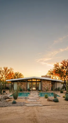 Mid-Century Modern Desert Home at Sunset