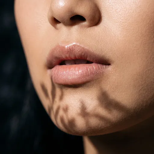 Macro Close-Up of Natural Lips and Skin
