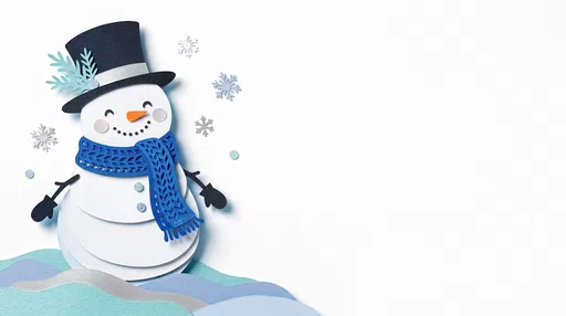 Layered Paper Cutout Snowman Holiday Background