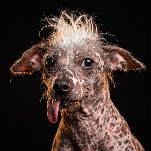 Studio Portrait of Hairless Chinese Crested Dog