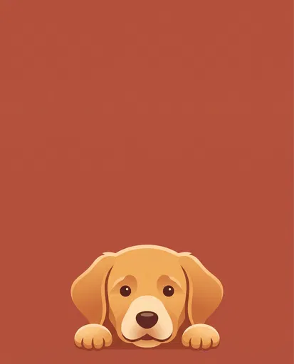 Golden Retriever Puppy Peeking Illustration