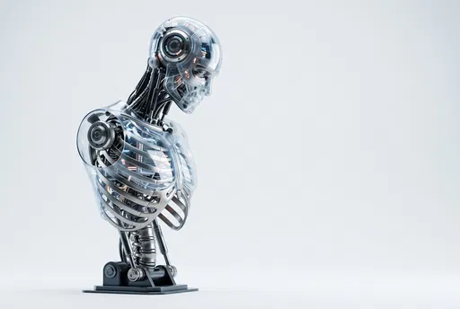 Translucent Cybernetic Torso Bust on White