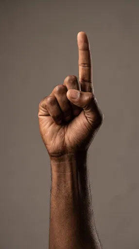 Brown Hand Pointing Index Finger Up