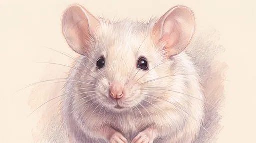 Pastel Portrait Drawing of White Mouse