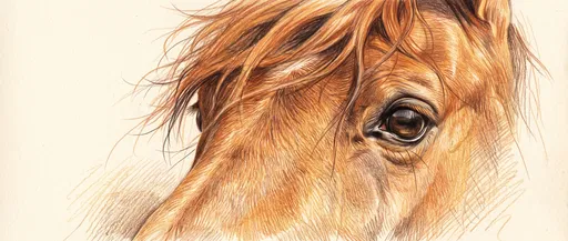 Colored Pencil Drawing of Chestnut Horse Eyes
