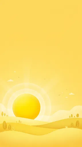 Yellow Sunrise Over Rolling Hills Illustration