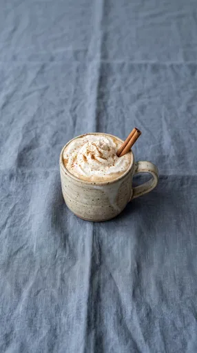 Spiced Latte in Ceramic Mug on Linen