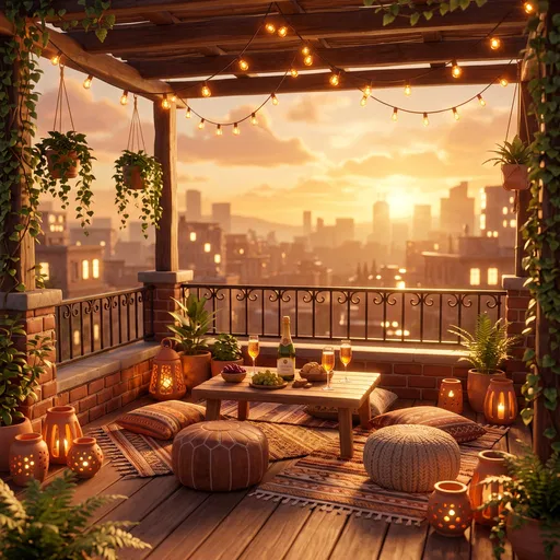 Cozy Rooftop Terrace at Golden Hour