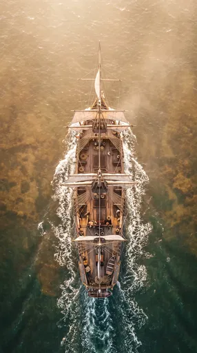 Overhead View of Wooden Sailing Ship