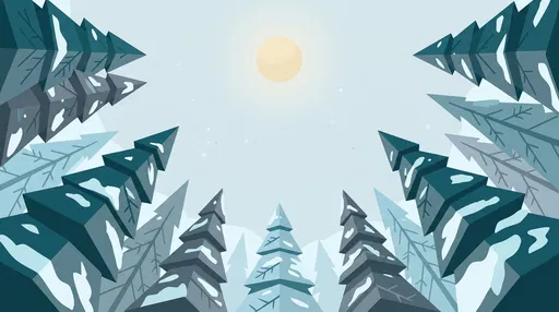Low Angle Winter Forest Vector Illustration