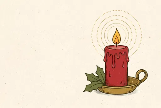 Red Holiday Candle Illustration with Copy Space