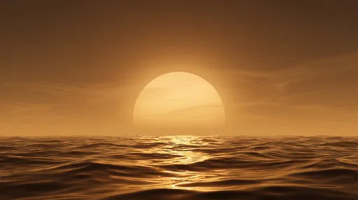 Golden Sunset Over Stylized Ocean Waves