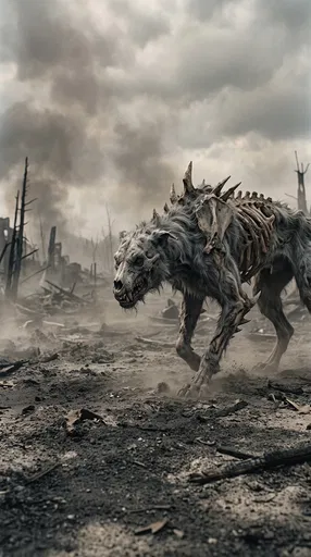 Skeletal Demon Hound in Ash Wasteland