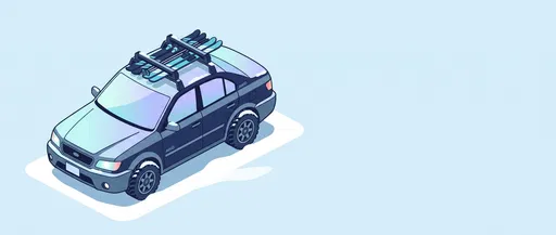 Isometric Winter Sedan With Roof Ski Rack