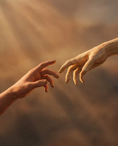 Sandstone and Clay Hands Reaching Out
