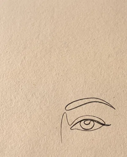 Minimalist Line Drawing of Eye on Paper