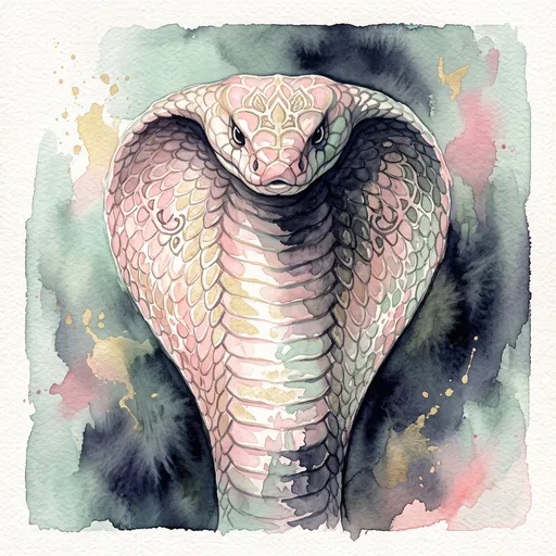 Pastel Watercolor Royal Cobra Illustration