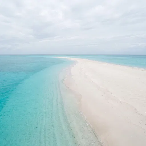 Aerial View of White Sandbar and Turquoise Water