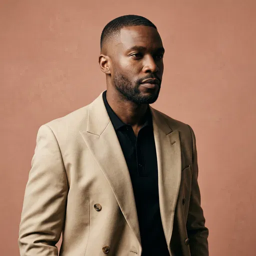 Studio Portrait of Man in Tan Blazer