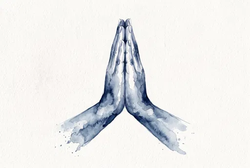 Indigo Watercolor Namaste Hands Illustration