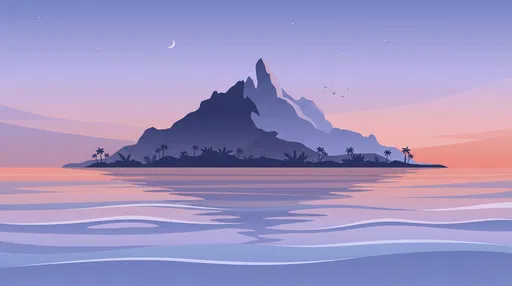 Minimalist Pastel Volcanic Island Illustration