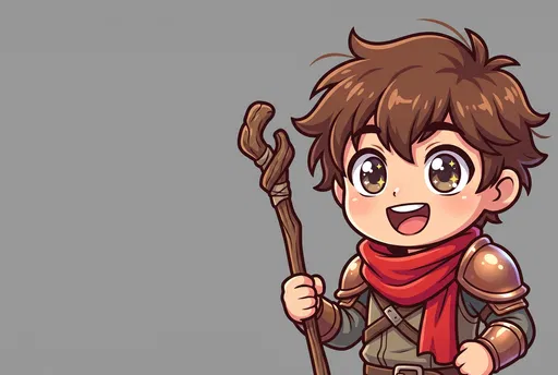 Chibi Fantasy Adventurer Boy With Staff