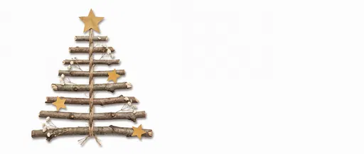 Rustic Twig Christmas Tree With Copy Space