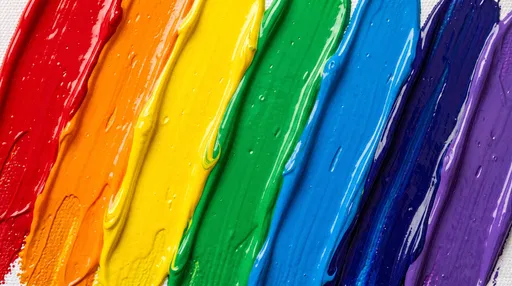Vibrant Rainbow Acrylic Paint Strokes on Canvas