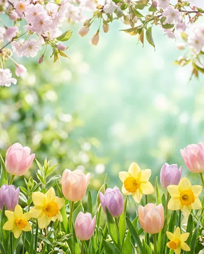 Spring Floral Frame with Copy Space