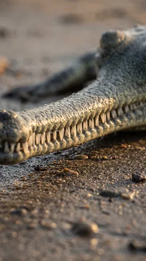 Close-Up of Gharial Snout on Sand