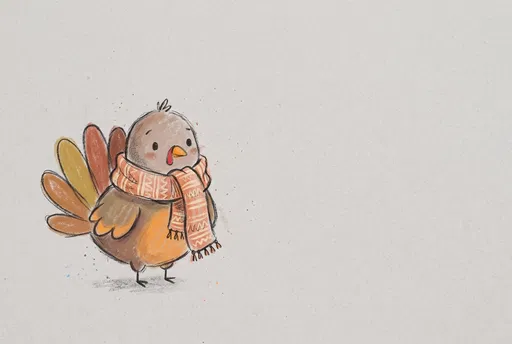 Cute Pastel Turkey in Scarf Drawing