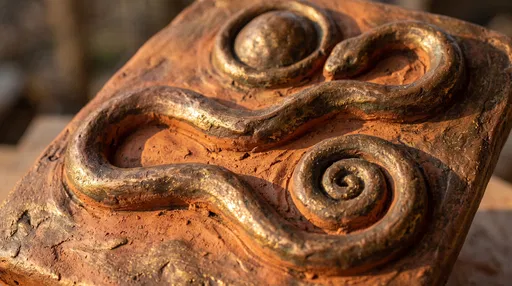 Bronze and Terracotta Serpent Relief Sculpture