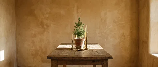 Miniature Pine Tree on Rustic Table