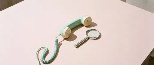 Pastel Vintage Phone and Magnifying Glass