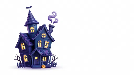 3D Purple Haunted House Clipart Icon