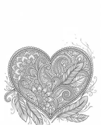 Intricate Zentangle Heart Coloring Page