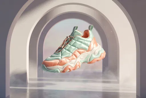 Floating Pastel Quilted Sneaker Under Arches
