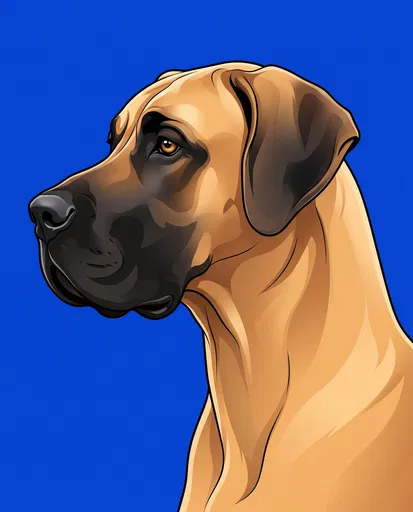 Fawn Great Dane Profile Graphic Illustration