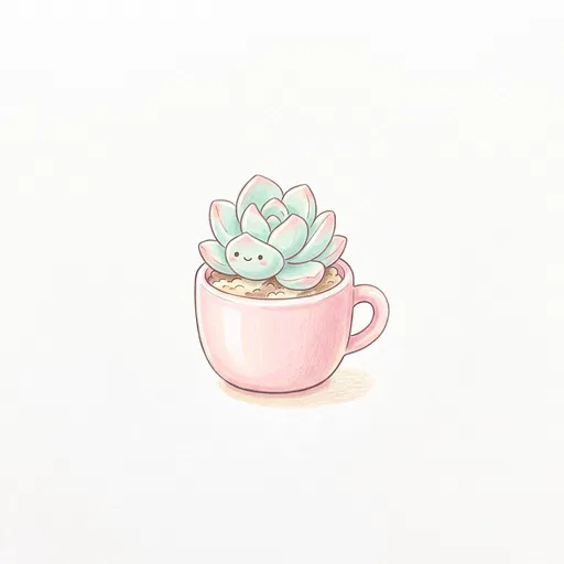 Cute Smiling Succulent in Pink Mug