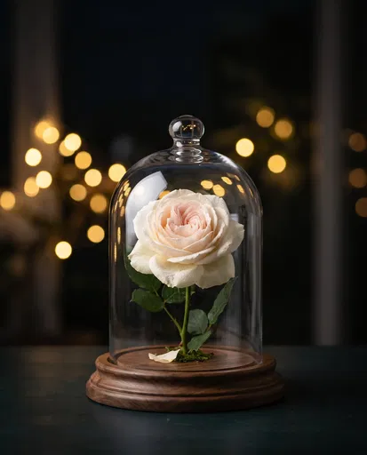 Blush Rose Under Glass Cloche