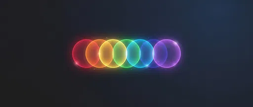 Glowing Rainbow Overlapping Circles on Dark Background