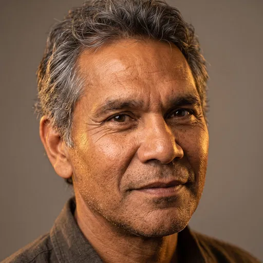 Close-Up Portrait of Middle-Aged Indigenous Man