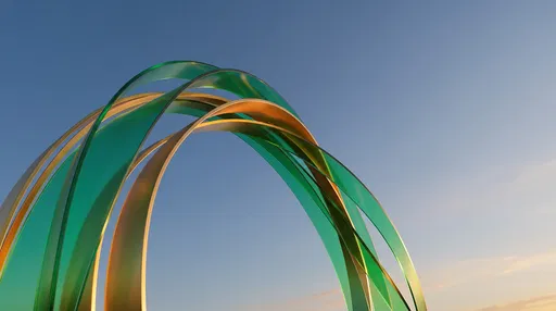 Abstract Emerald and Gold Ribbon Arch