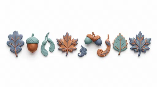 3D Clay Autumn Leaves and Acorns Set