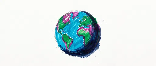 Vibrant Alcohol Marker Drawing of Planet Earth