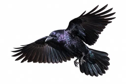 Flying Crow Isolated on White Background